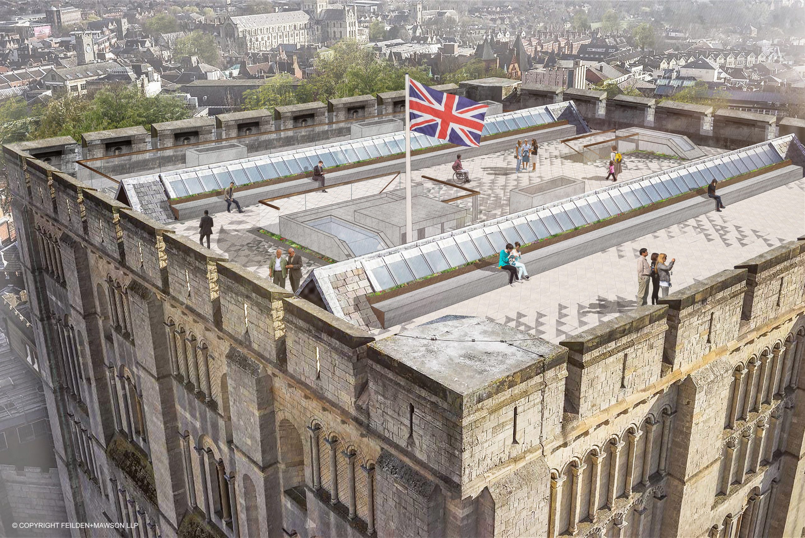 Norwich Castle - Architectural Visual_ 8520-096-Roof Aerial_2018 06 04